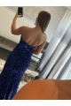 Velvet Sequin Sleeveless Strapless Fuchsia Sheath Prom Dress Plymouth