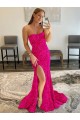 Velvet Sequin Sleeveless Strapless Fuchsia Sheath Prom Dress Plymouth