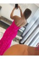 Velvet Sequin Sleeveless Strapless Fuchsia Sheath Prom Dress Plymouth