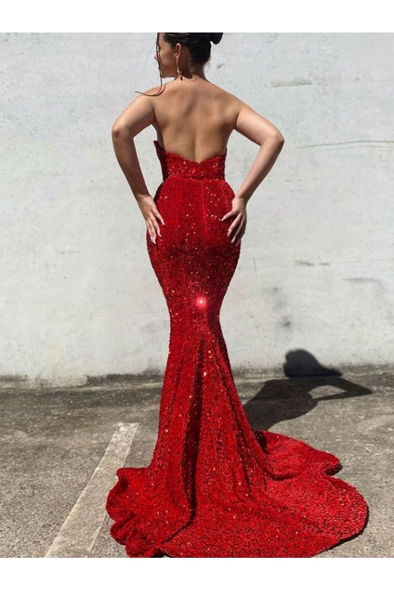 Velvet Sequin Court Train Sweetheart Mermaid Prom Dress / Evening Gown Plymouth