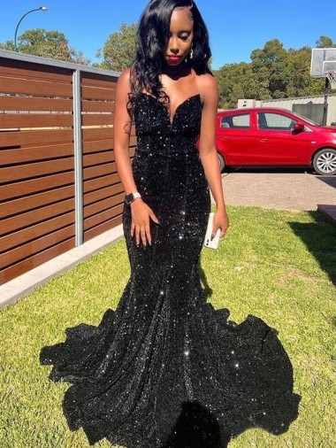 Velvet Sequin Long Sweetheart Mermaid Prom Dress Plymouth