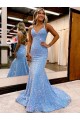 Velvet Sequin Sweep Train V-Neck Sheath Evening Gown Plymouth