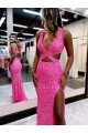 Velvet Sequin Long Sweep Train V-Neck Sheath Evening Dress Plymouth
