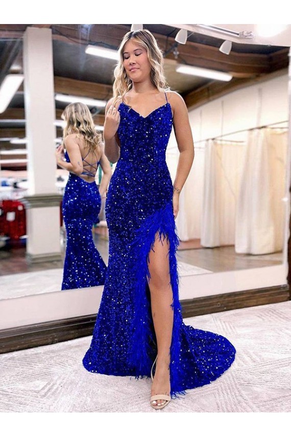 Velvet Sequin Sweep Train V-Neck Sheath Evening Dress Plymouth