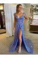 Velvet Sequin Court Train V-Neck A-Line Prom Dress / Evening Dress Plymouth