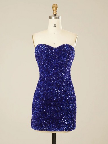Velvet Sequin Short Sweetheart Sheath Prom Dress Plymouth