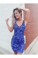 Velvet Sequin Short V-Neck Sheath Evening Dress Plymouth