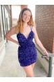 Velvet Sequin Short V-Neck Sheath Cocktail Dress / Prom Dress Plymouth
