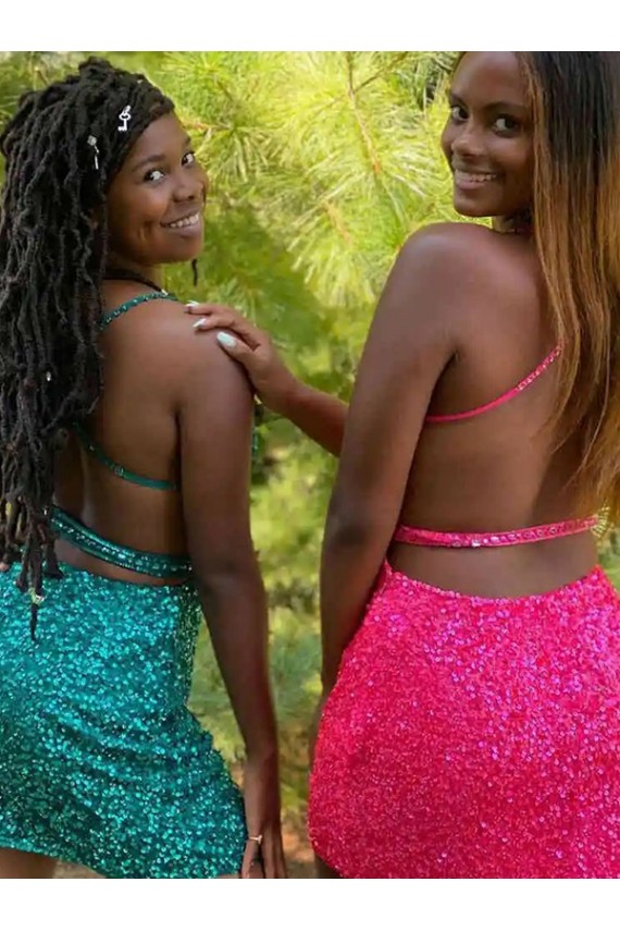 Velvet Sequin Sleeveless V-Neck Dark Green Sheath Prom Dress Plymouth