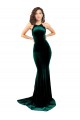 Stretch Velvet Low Back Sweep Train High Neck Mermaid Formal Evening Gown / Prom Dress / Bridesmaid Dress Plymouth