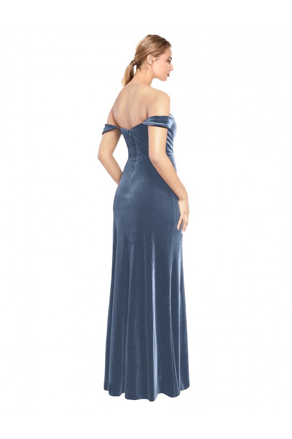 Stretch Velvet Long Off the Shoulder A-Line Prom Dress / Bridesmaid Dress Plymouth