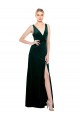 Stretch Velvet V-Back Long V-Neck A-Line Black Tie Evening Dress / Prom Dress / Bridesmaid Dress Plymouth