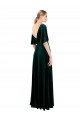 Stretch Velvet V-Back Long V-Neck Dark Green A-Line Prom Dress / Bridesmaid Dress Plymouth