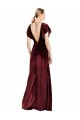 Stretch Velvet Open Back Long V-Neck A-Line Prom Dress / Bridesmaid Dress Plymouth