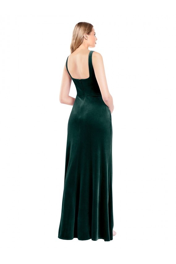 Stretch Velvet Long Square Neck A-Line Prom Dress / Bridesmaid Dress Plymouth