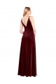 Stretch Velvet V-Back Long V-Neck A-Line Black Tie Prom Dress / Bridesmaid Dress Plymouth
