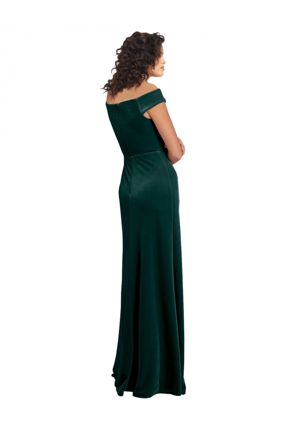 Stretch Velvet Long Square Neck A-Line Formal Evening Gown / Prom Dress / Bridesmaid Dress Plymouth