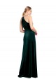 Stretch Velvet Keyhole Back Long Spaghetti Straps Dark Green A-Line Prom Dress / Bridesmaid Dress Plymouth