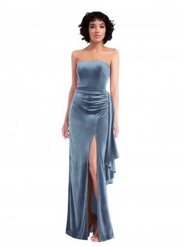 Stretch Velvet Low Back Long Strapless Sheath Formal Evening Gown / Prom Dress / Bridesmaid Dress Plymouth