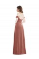 Stretch Velvet Long Off the Shoulder Cinnamon Rose A-Line Semi Formal Evening Dress / Prom Dress / Bridesmaid Dress Plymouth