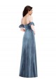 Stretch Velvet Low Back Long Off the Shoulder A-Line Formal Dress / Bridesmaid Dress Plymouth