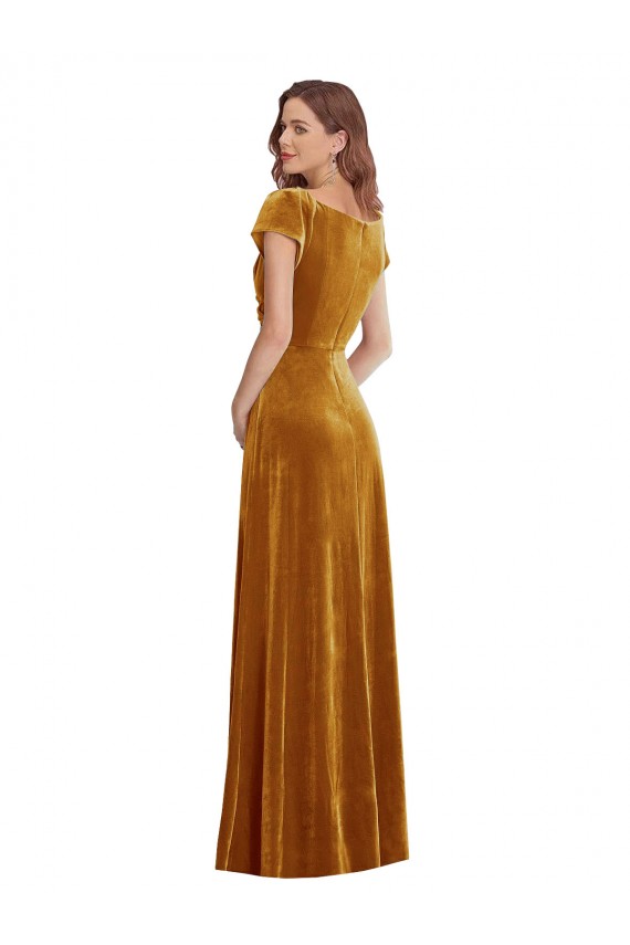 Stretch Velvet Long V-Neck Sheath Formal Evening Gown / Prom Dress / Bridesmaid Dress Plymouth
