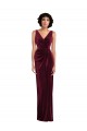 Stretch Velvet Long V-Neck Sheath Semi Formal Evening Dress / Prom Dress / Bridesmaid Dress Plymouth