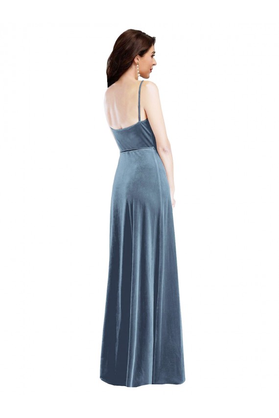 Stretch Velvet Low Back Long Sweetheart A-Line Semi Formal Evening Dress / Prom Dress / Bridesmaid Dress Plymouth