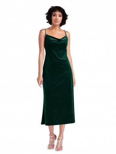 Stretch Velvet Criss Cross Open Back Midi Length Cowl Neck Sheath Black Tie Evening Gown / Prom Dress / Bridesmaid Dress Plymouth