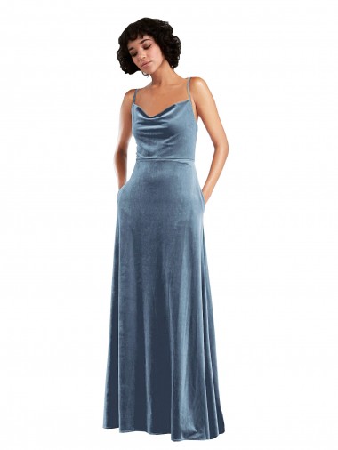 Stretch Velvet Criss Cross Open Back Long Cowl Neck Sheath Semi Formal Evening Dress / Prom Dress / Bridesmaid Dress Plymouth