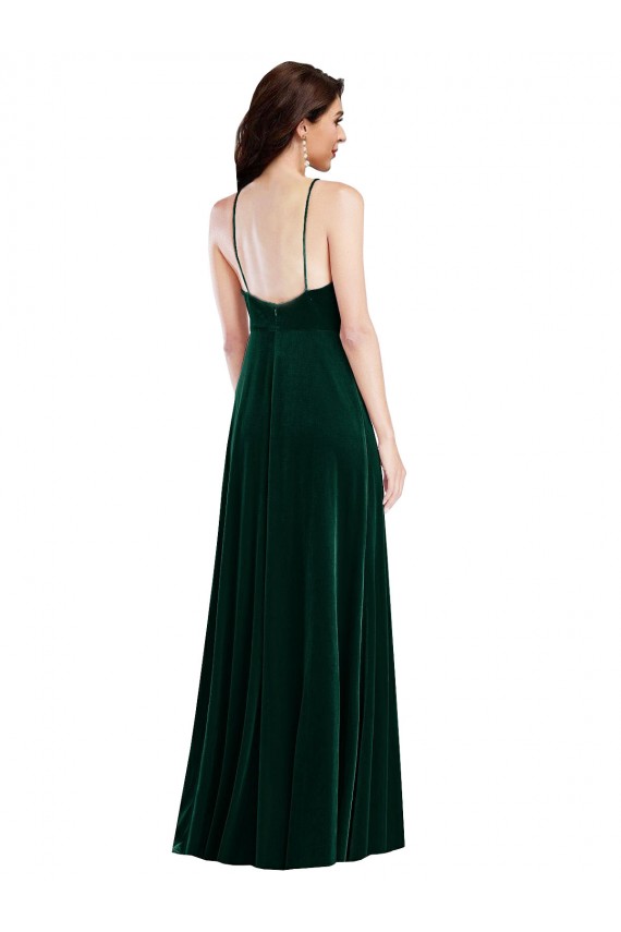 Stretch Velvet Long Halter Neck A-Line Semi Formal Evening Dress / Prom Dress / Bridesmaid Dress Plymouth