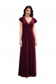 Stretch Velvet Long V-Neck A-Line Semi Formal Evening Dress / Prom Dress / Bridesmaid Dress Plymouth