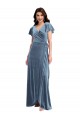 Stretch Velvet Long V-Neck A-Line Black Tie Evening Gown / Prom Dress / Bridesmaid Dress Plymouth