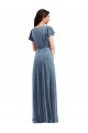 Stretch Velvet Long V-Neck A-Line Black Tie Evening Gown / Prom Dress / Bridesmaid Dress Plymouth