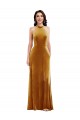 Stretch Velvet Keyhole Back Long Halter Neck Trumpet Semi Formal Evening Dress / Prom Dress / Bridesmaid Dress Plymouth
