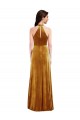 Stretch Velvet Keyhole Back Long Halter Neck Trumpet Semi Formal Evening Dress / Prom Dress / Bridesmaid Dress Plymouth