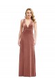 Stretch Velvet Criss Cross Open Back Long V-Neck A-Line Bridesmaid Dress / Evening Dress Plymouth