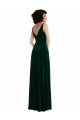 Stretch Velvet V-Back Long V-Neck Dark Green A-Line Bridesmaid Dress / Evening Dress Plymouth