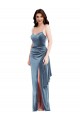 Stretch Velvet Low Back Long Spaghetti Straps Trumpet Formal Evening Gown / Prom Dress / Bridesmaid Dress Plymouth