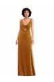 Stretch Velvet V-Back Long V-Neck Trumpet Semi Formal Evening Dress / Prom Dress / Bridesmaid Dress Plymouth