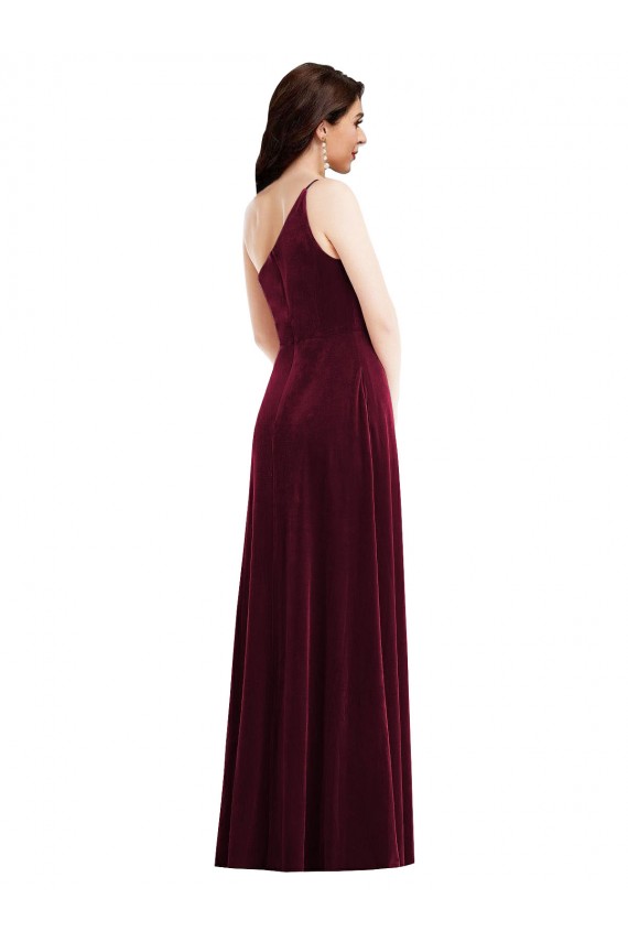 Stretch Velvet Long One Shoulder Trumpet Black Tie Evening Dress / Prom Dress / Bridesmaid Dress Plymouth