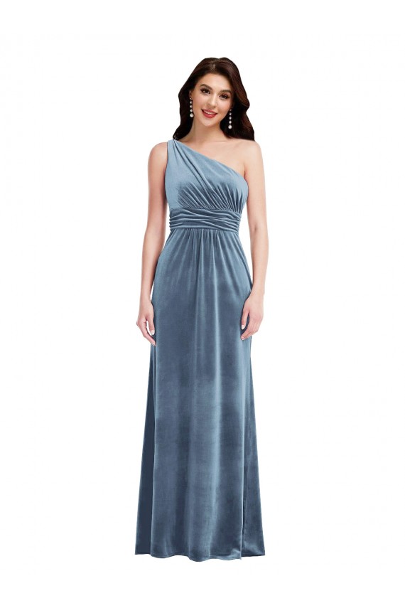 Stretch Velvet Long Off the Shoulder A-Line Bridesmaid Dress / Evening Dress Plymouth