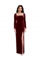 Stretch Velvet Low Back Long Spaghetti Straps A-Line Prom Dress / Bridesmaid Dress Plymouth