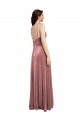 Stretch Velvet Low Back Long V-Neck Cinnamon Rose A-Line Formal Evening Gown / Prom Dress / Bridesmaid Dress Plymouth
