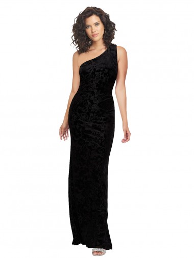 Floral Velvet & Stretch Velvet Long One Shoulder Sheath Bridesmaid Dresses Plymouth