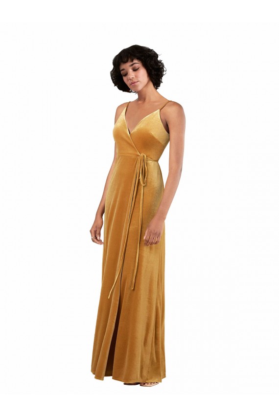 Stretch Velvet V-Back Long V-Neck Column Black Tie Evening Gown / Prom Dress / Bridesmaid Dress Plymouth