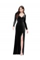 Stretch Velvet V-Back Long V-Neck Column Formal Evening Gown / Prom Dress / Bridesmaid Dress Plymouth