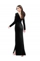 Stretch Velvet V-Back Long V-Neck Column Formal Evening Gown / Prom Dress / Bridesmaid Dress Plymouth