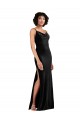 Stretch Velvet Low Back Long Cowl Neck Column Black Tie Evening Gown / Prom Dress / Bridesmaid Dress Plymouth