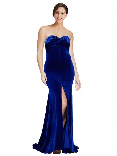 Stretch Velvet Low Back Sweep Train Sweetheart Mermaid Formal Evening Gown / Prom Dress / Bridesmaid Dress Plymouth
